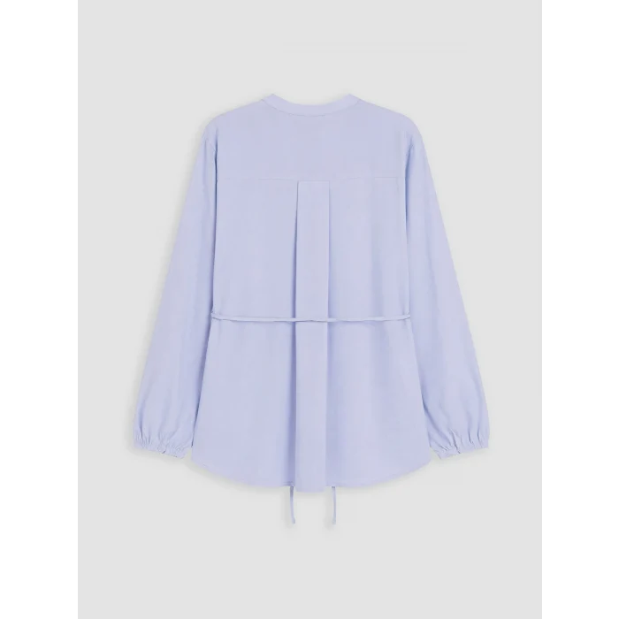 LCW Modest Mavi Pileli Kuşaklı Oversize Kadın Gömlek Tunik