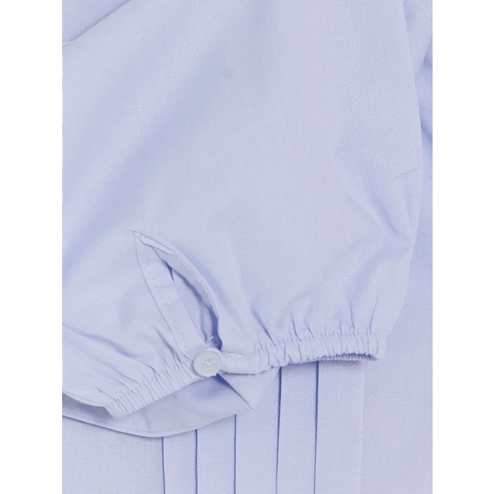 LCW Modest Mavi Pileli Kuşaklı Oversize Kadın Gömlek Tunik