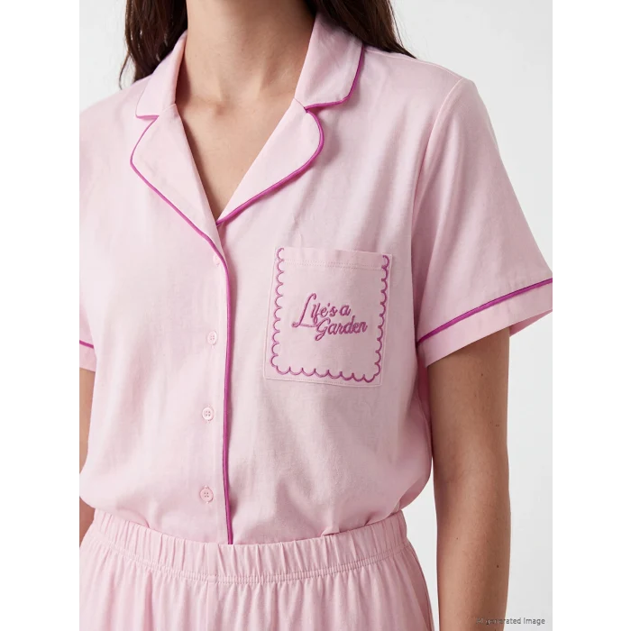 LCW DREAM Pembe Gömlek Yaka %100 Pamuklu Kadın Pijama Takımı