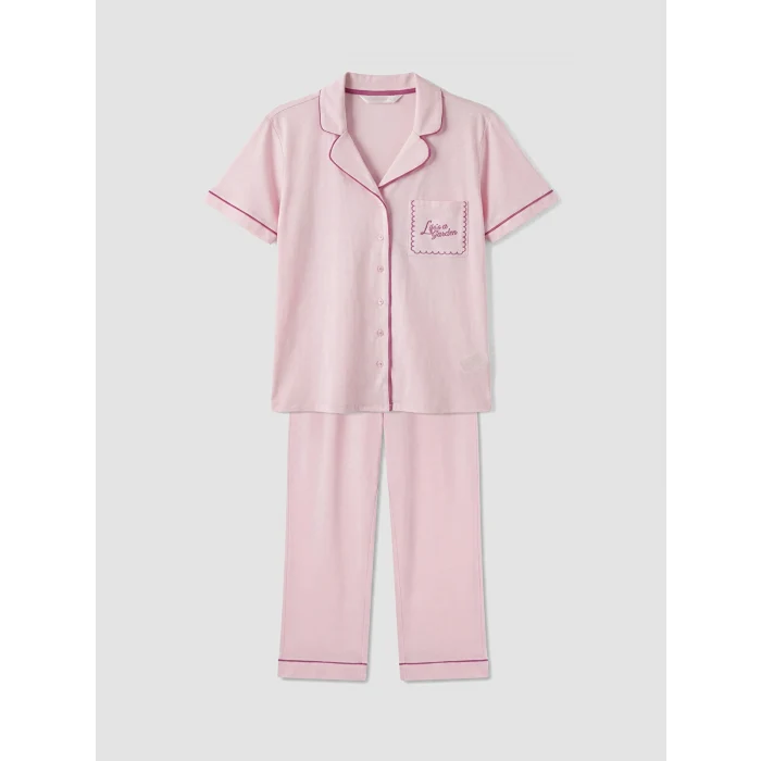 LCW DREAM Pembe Gömlek Yaka %100 Pamuklu Kadın Pijama Takımı