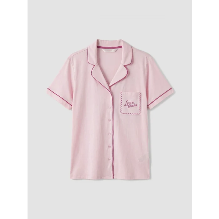 LCW DREAM Pembe Gömlek Yaka %100 Pamuklu Kadın Pijama Takımı