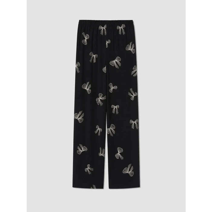 LCW DREAM Siyah Gömlek Yaka Desenli Kadın Pijama Takımı