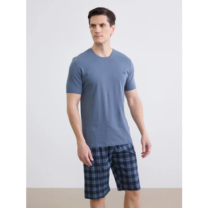 LC WAIKIKI Lacivert Standart Kalıp Ekose Erkek Pijama Takımı