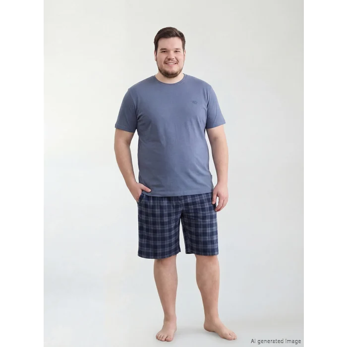 LC WAIKIKI Lacivert Standart Kalıp Ekose Erkek Pijama Takımı