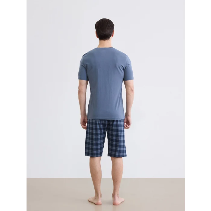LC WAIKIKI Lacivert Standart Kalıp Ekose Erkek Pijama Takımı