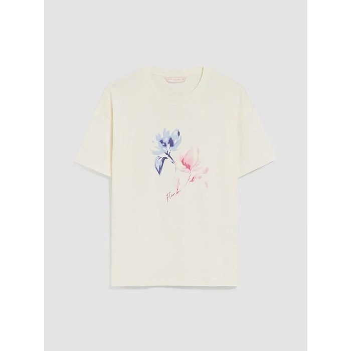 LCW DREAM Pembe Bisiklet Yaka Baskılı Kadın Şortlu Pijama Takımı