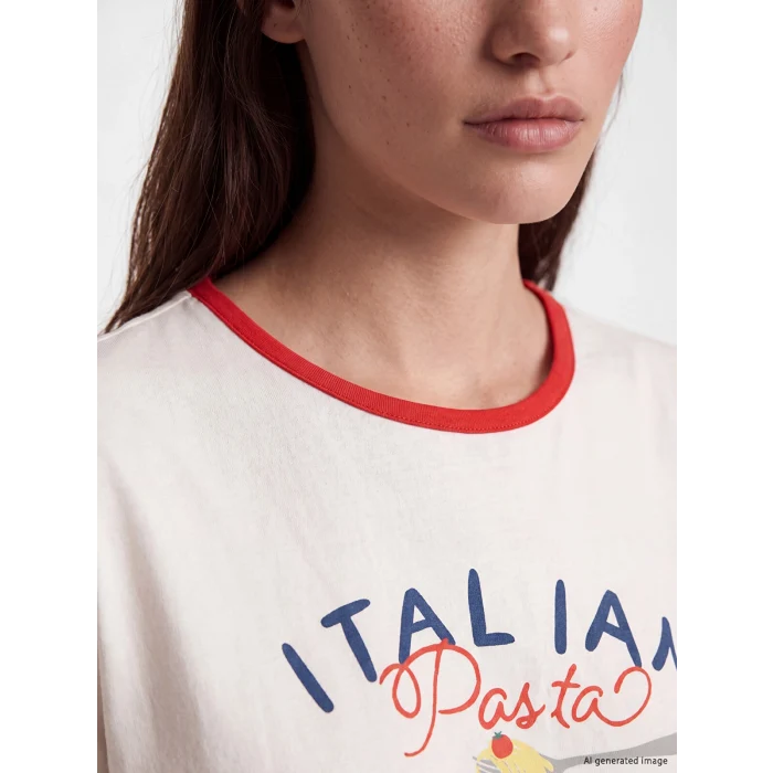 LCW DREAM Kırmızı Bisiklet Yaka Baskılı Kadın Pijama Takımı