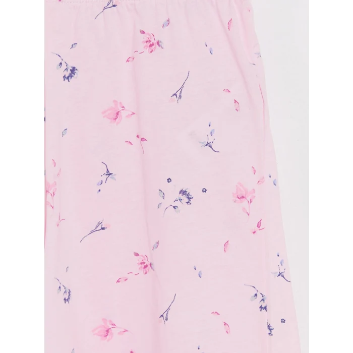 LCW DREAM Pembe Bisiklet Yaka Baskılı Kadın Şortlu Pijama Takımı