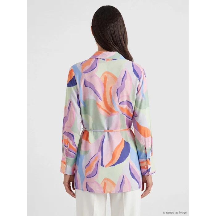 LCW EVERYDAY Karışık Beli Kuşaklı Desenli Kadın Gömlek Tunik