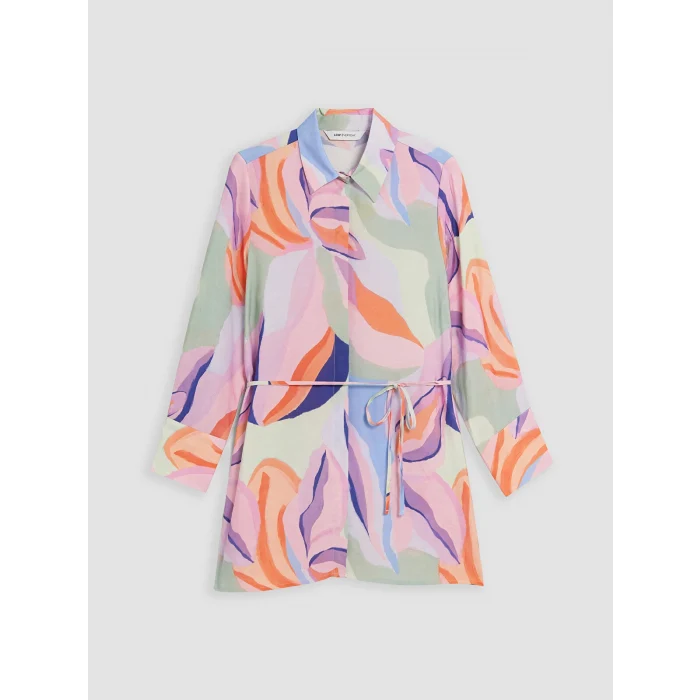 LCW EVERYDAY Karışık Beli Kuşaklı Desenli Kadın Gömlek Tunik