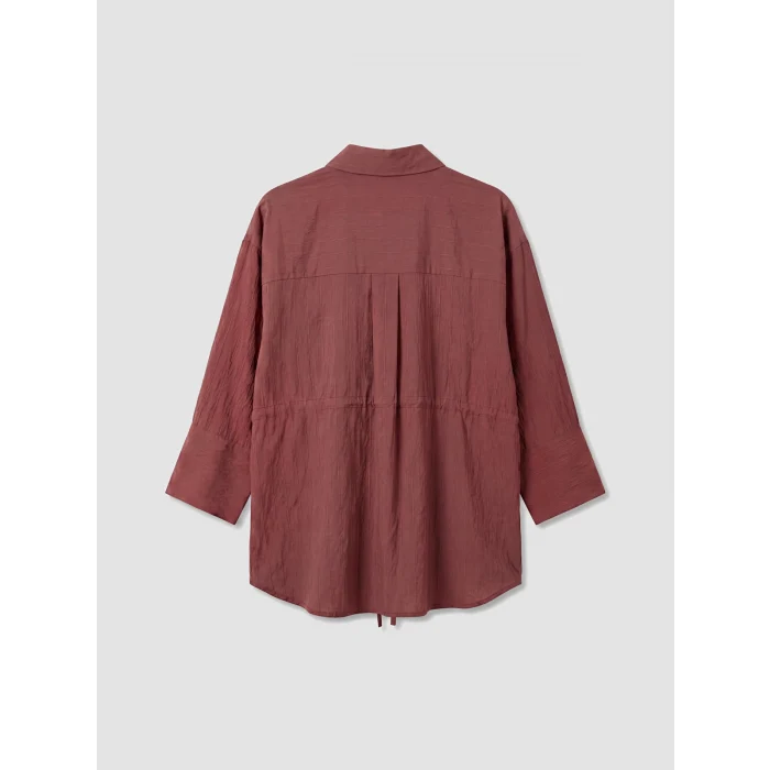 LCW EVERYDAY Bordo Çizgili Oversize Armürlü Kadın Gömlek