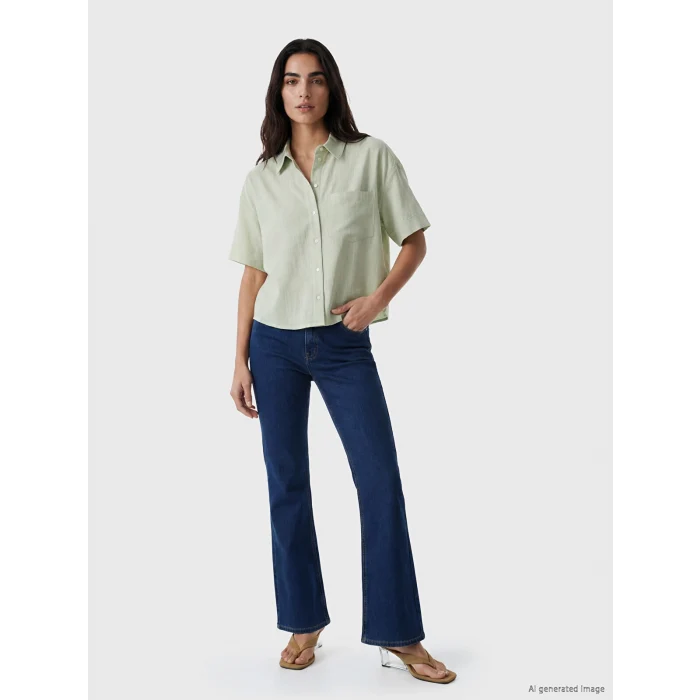 LCW Vision Yeşil Oversize Poplin Kadın Gömlek