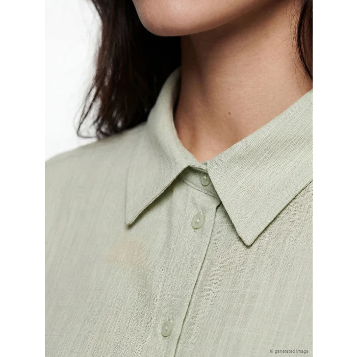 LCW Vision Yeşil Oversize Poplin Kadın Gömlek