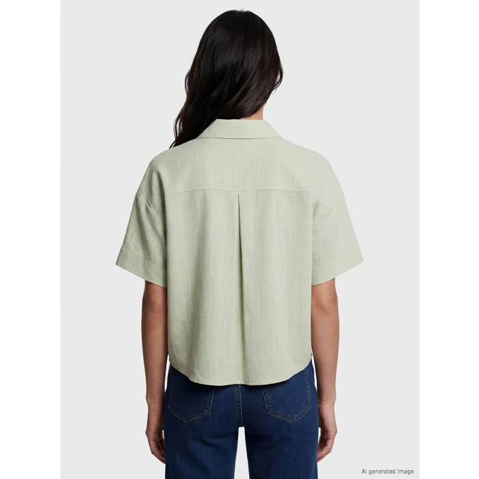 LCW Vision Yeşil Oversize Poplin Kadın Gömlek