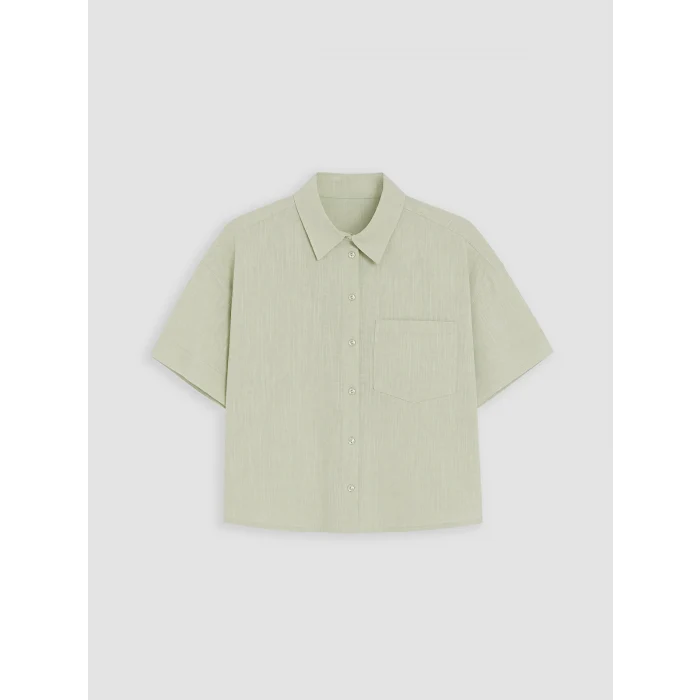 LCW Vision Yeşil Oversize Poplin Kadın Gömlek
