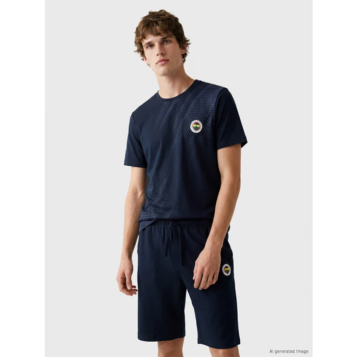 LC WAIKIKI Lacivert Fenerbahçe Baskılı Erkek Şortlu Pijama Takımı