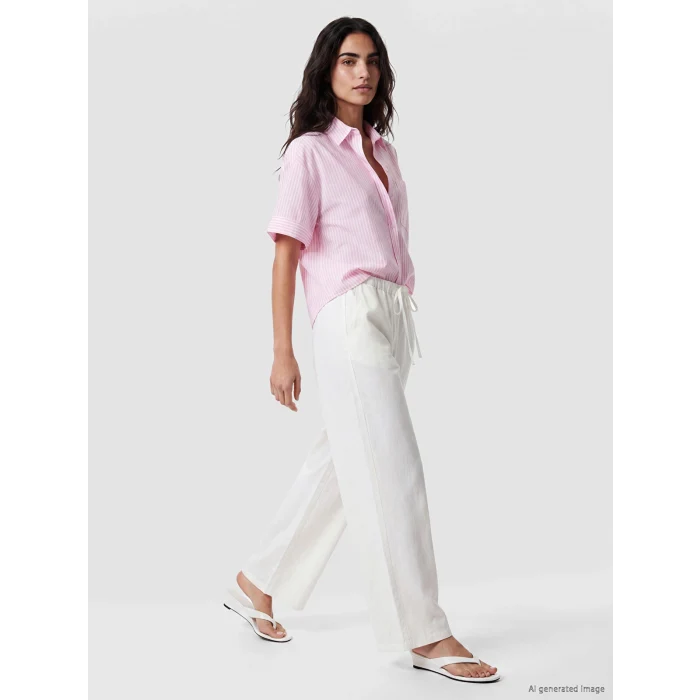 LCW Vision Pembe Çizgili Oversize Kadın Gömlek