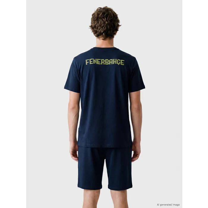 LC WAIKIKI Lacivert Fenerbahçe Baskılı Erkek Şortlu Pijama Takımı