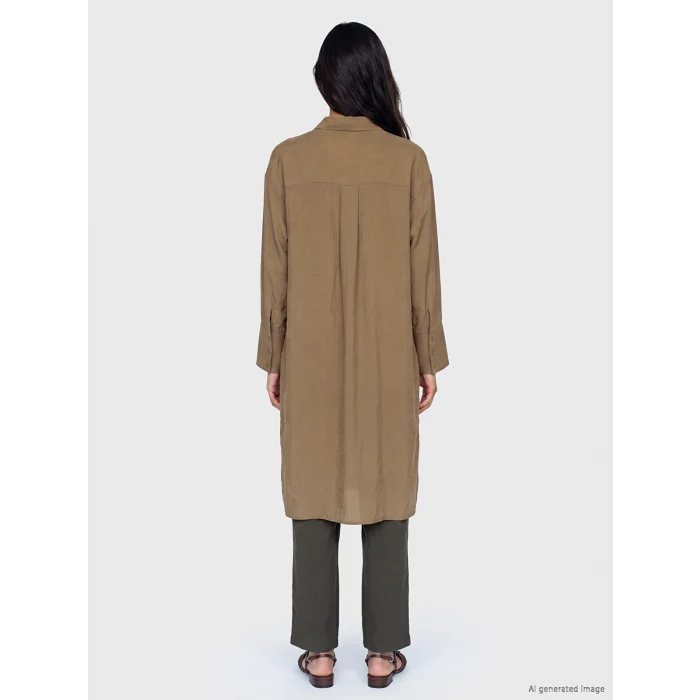 LCW Modest Yeşil Oversize Modal Karışımlı Kadın Gömlek Tunik