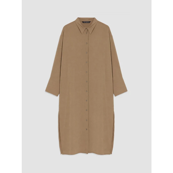 LCW Modest Yeşil Oversize Modal Karışımlı Kadın Gömlek Tunik