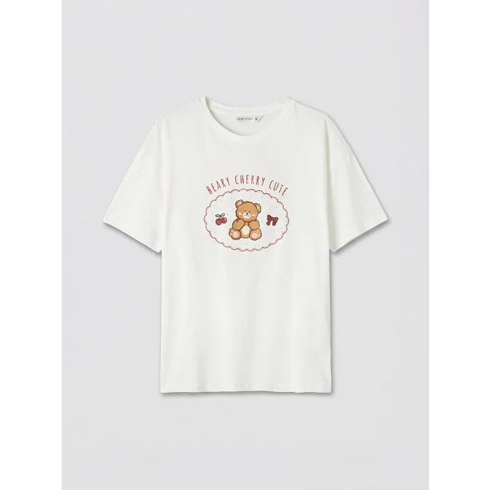 LCW Young Bordo Baskılı Kadın Şortlu Pijama Takımı