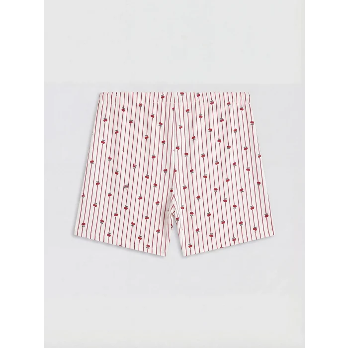 LCW Young Bordo Baskılı Kadın Şortlu Pijama Takımı