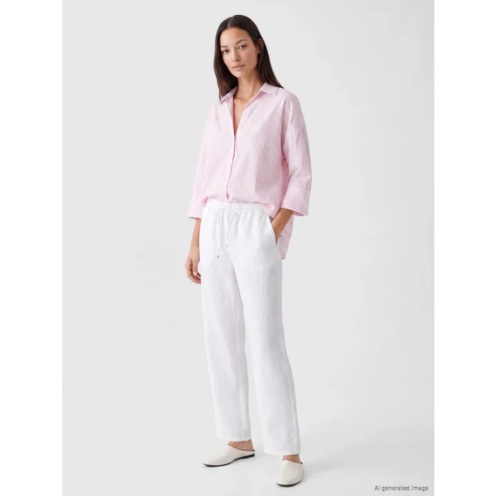 LCW EVERYDAY Pembe Çizgili Oversize Poplin Kadın Gömlek