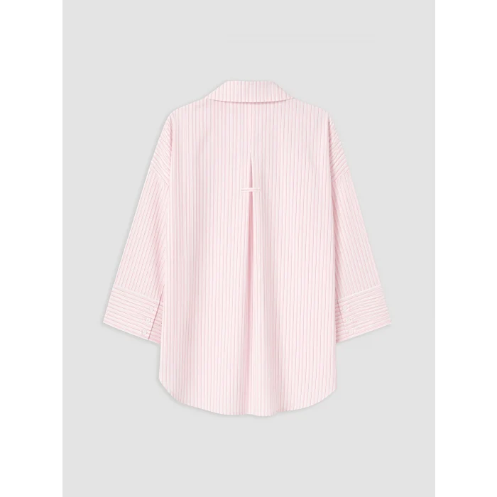 LCW EVERYDAY Pembe Çizgili Oversize Poplin Kadın Gömlek