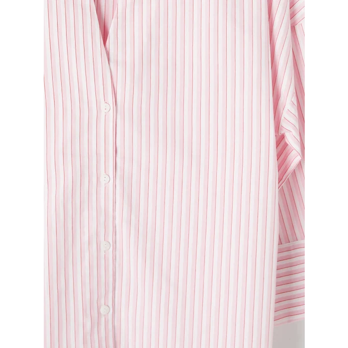 LCW EVERYDAY Pembe Çizgili Oversize Poplin Kadın Gömlek