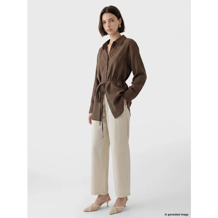LCW Modest Kahverengi Modal Karışımlı Kadın Gömlek Tunik