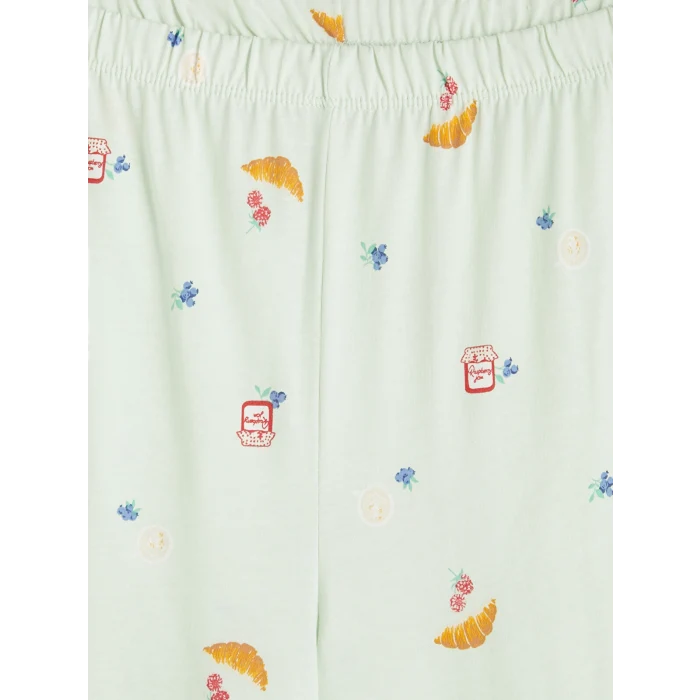 LCW DREAM Yeşil Bisiklet Yaka Baskılı Kadın Pijama Takım