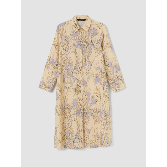 LCW Modest Ekru Desenli Poplin Kadın Gömlek Tunik