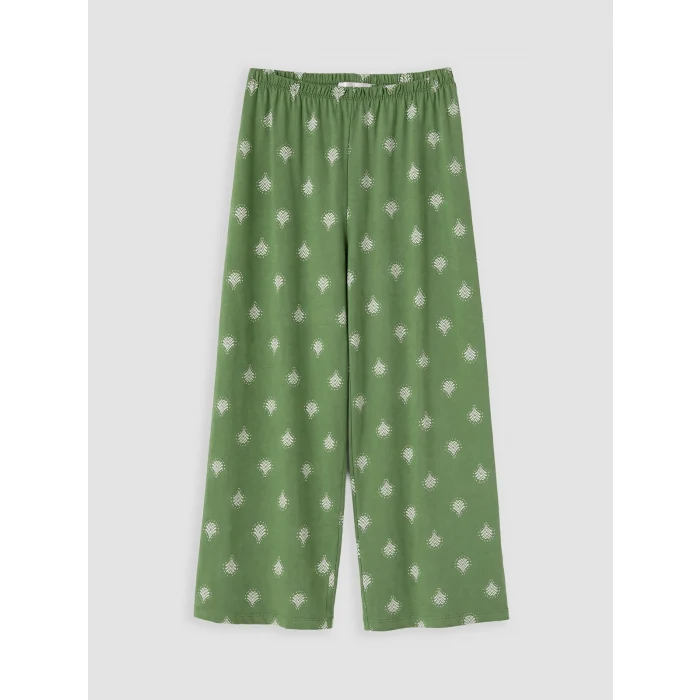 LCW DREAM Yeşil V Yaka Kadın Kaprili Pijama Takımı