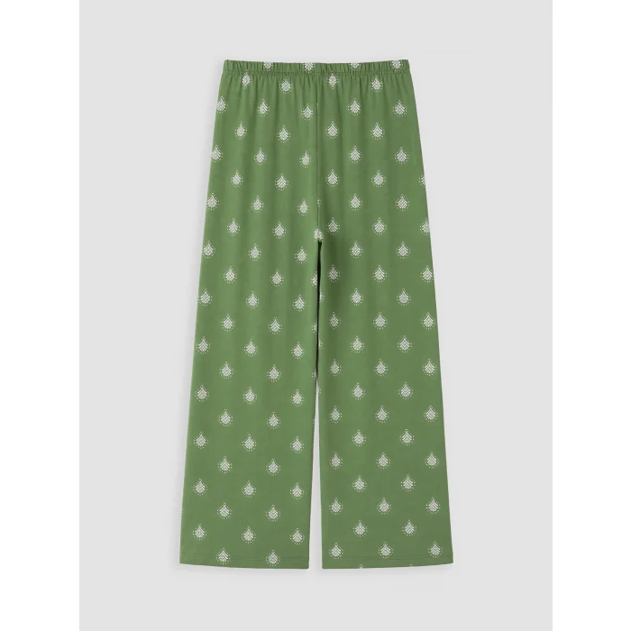 LCW DREAM Yeşil V Yaka Kadın Kaprili Pijama Takımı