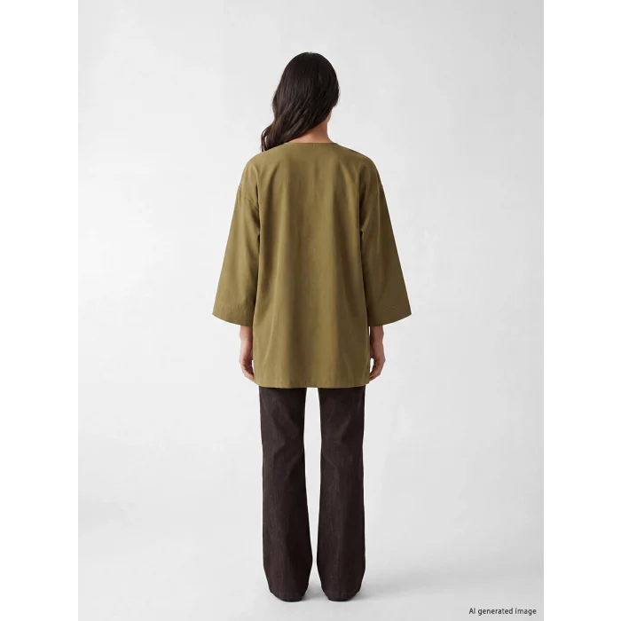 LCW EVERYDAY Haki Oversize Keten Karışımlı Kadın Kimono