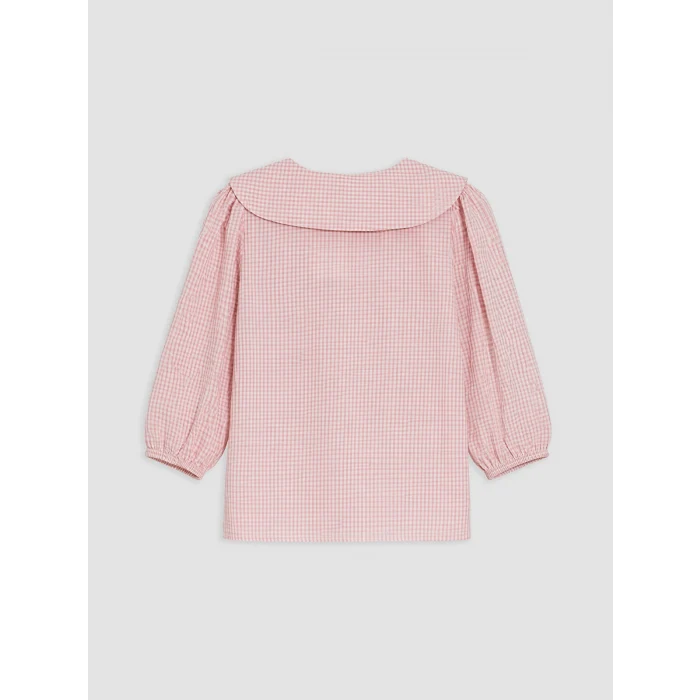 LCW EVERYDAY Pembe Bebe Yaka Ekose Bağcıklı Bluz