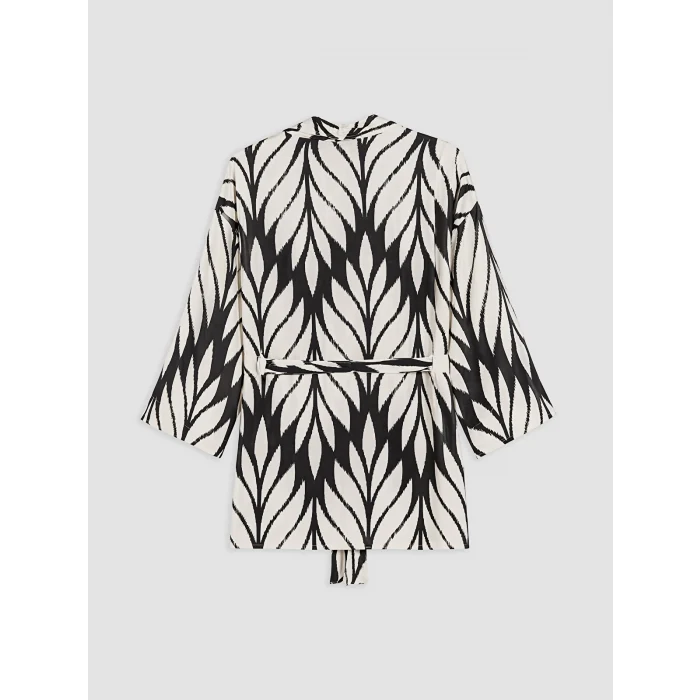 LCW EVERYDAY Siyah Şal Yaka Desenli Kadın Kimono