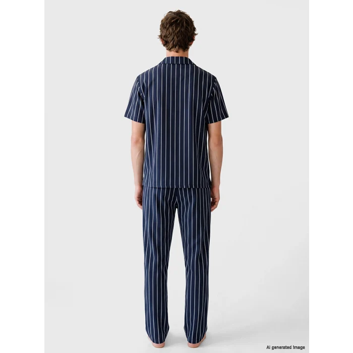 LC WAIKIKI Lacivert Regular Fit Çizgili Erkek Pijama Takım
