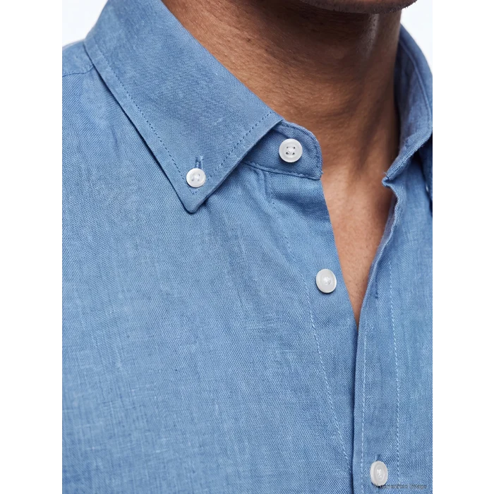 LCW Vision İndigo Regular Fit Keten Karışımlı Erkek Gömlek