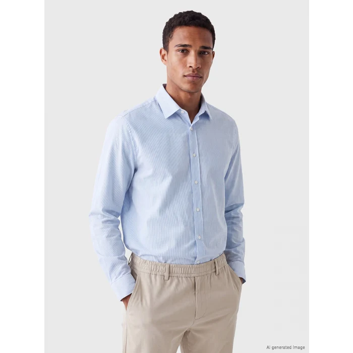 LCW Vision Mavi Regular Fit Çizgili Erkek Gömlek