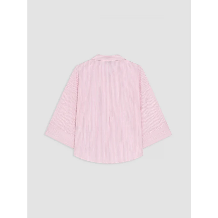 LCW Vision Pembe Çizgili Oversize Poplin Kadın Gömlek