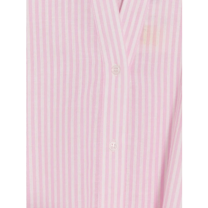 LCW Vision Pembe Çizgili Oversize Poplin Kadın Gömlek