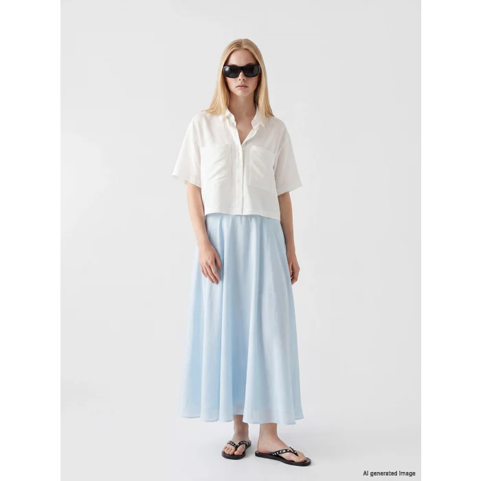 XSIDE Beyaz Oversize Kadın Crop Gömlek