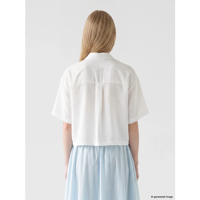 XSIDE Beyaz Oversize Kadın Crop Gömlek