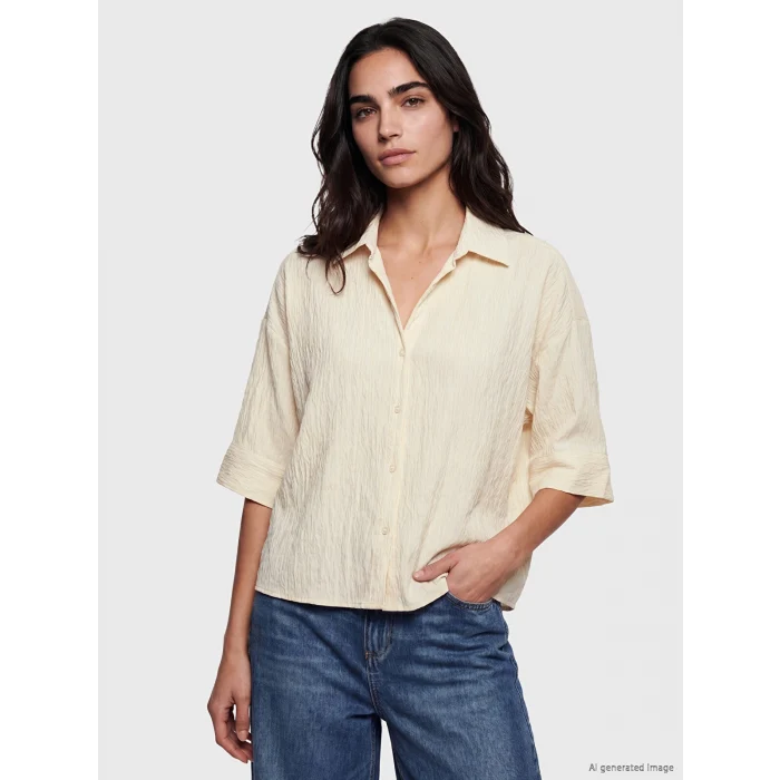LCW Vision Lila Dokulu Oversize Kadın Gömlek