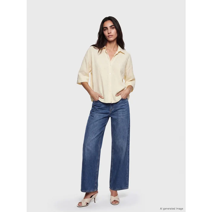 LCW Vision Lila Dokulu Oversize Kadın Gömlek