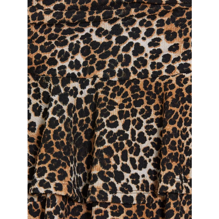 LCW Vision Siyah Leopar Desenli Katkat Mini Şortlu Etek