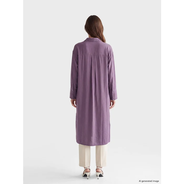 LCW Modest Mor Oversize Modal Karışımlı Kadın Gömlek Tunik