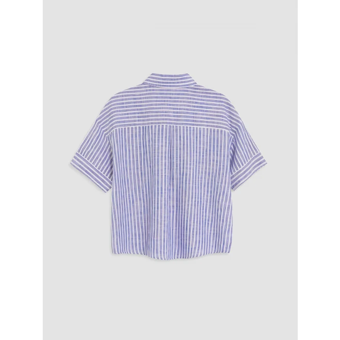 LCW Vision Mavi Çizgili Oversize Kadın Gömlek