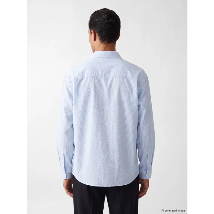LCW Vision Mavi Regular Fit Çizgili Erkek Gömlek